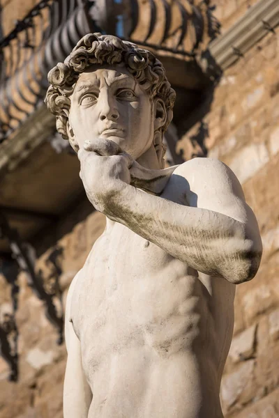 Florença Itália Julho 2015 Réplica David Posição Original Escultura Frente — Fotografia de Stock