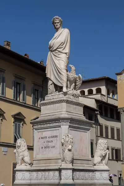 Florens Italien Juli 2015 Staty Italienska Poeten Dante Alighieri Utanför — Stockfoto