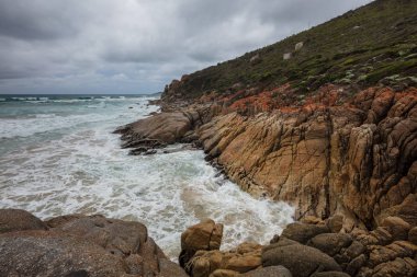 Kaya oluşumları viski bay Beach deki Wilsons Promontory milli park, Avustralya