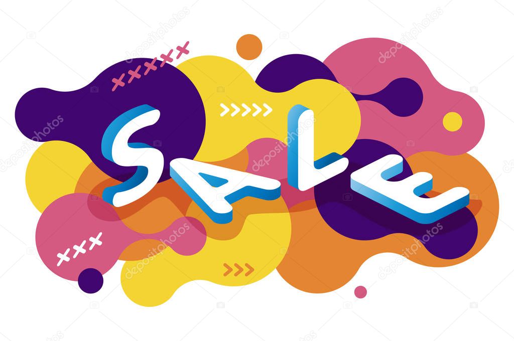 Vector abstract isometric sale web banner on fluid background