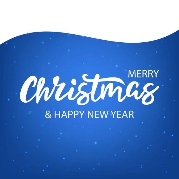 Vector Dibujado Mano Letras Navidad Sobre Fondo Azul Con Nieve — Vector de stock