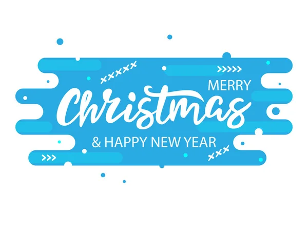 Banner Moderno Navidad Vector Azul Con Letras Dibujadas Mano — Vector de stock