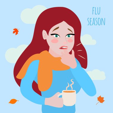 Grip ve soğuk vektör düz illüstrasyon.