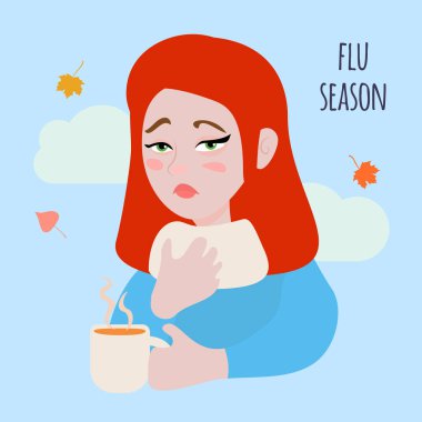 Grip ve soğuk vektör düz illüstrasyon.