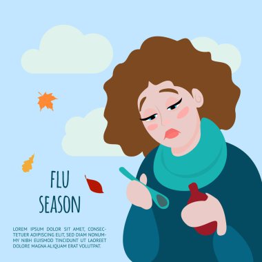 Grip ve soğuk vektör düz illüstrasyon.