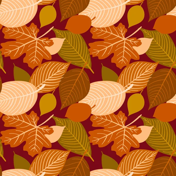 Vector hand drawn autumn seamless pattern — Stock Vector