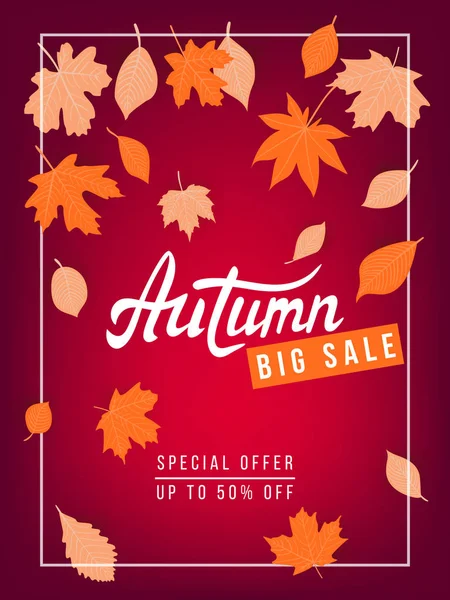 Autumn sale vector banner with leaves