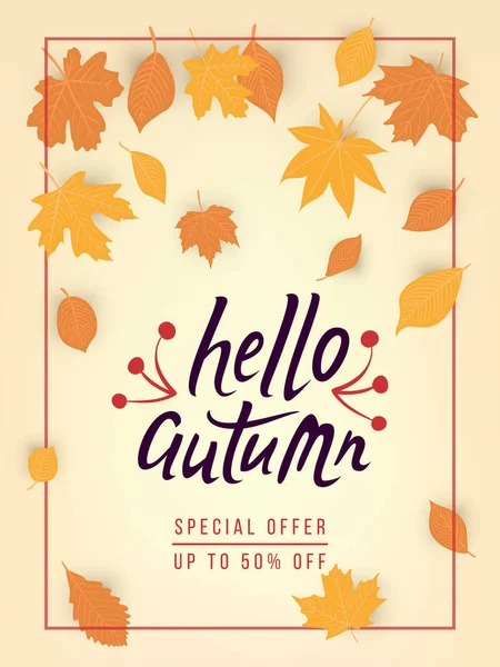 Bannière vectorielle de vente d'automne avec feuilles — Image vectorielle