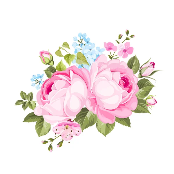 A spring decorative bouquet of roses flowers. — Stock Vector