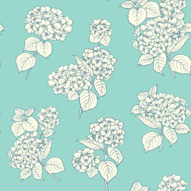 Çiçek açan ortanca Shabby chic tarzı desen.