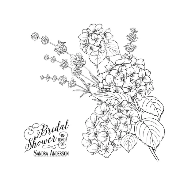 Guirlande florale d'hortensia . — Image vectorielle