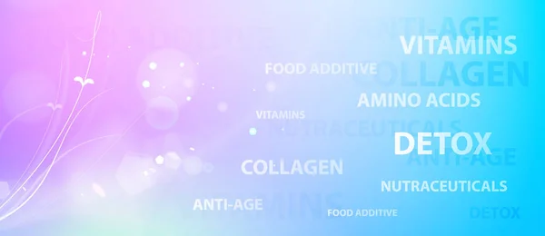 Absztrakt vitamin címke egészségügyi design. Lila kémiai banner. — Stock Vector