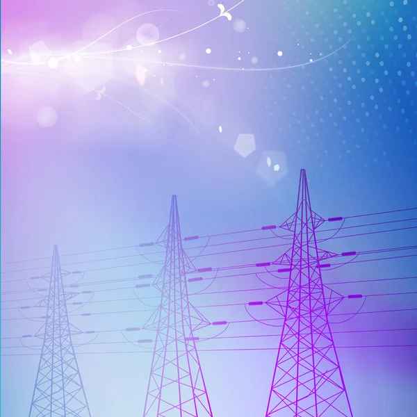 Blue electric power transmission tower. — Stock Vector