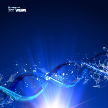 İnsan DNA'sı bilim kavramı görüntüsü. Mavi ışık soyutlama dijital sanat.