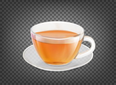 Siyah şeffaf arka plan üzerinde izole çay bardağı.