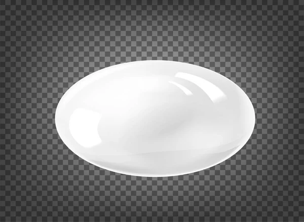 Perle blanche ovale isolée sur fond transparent noir . — Image vectorielle