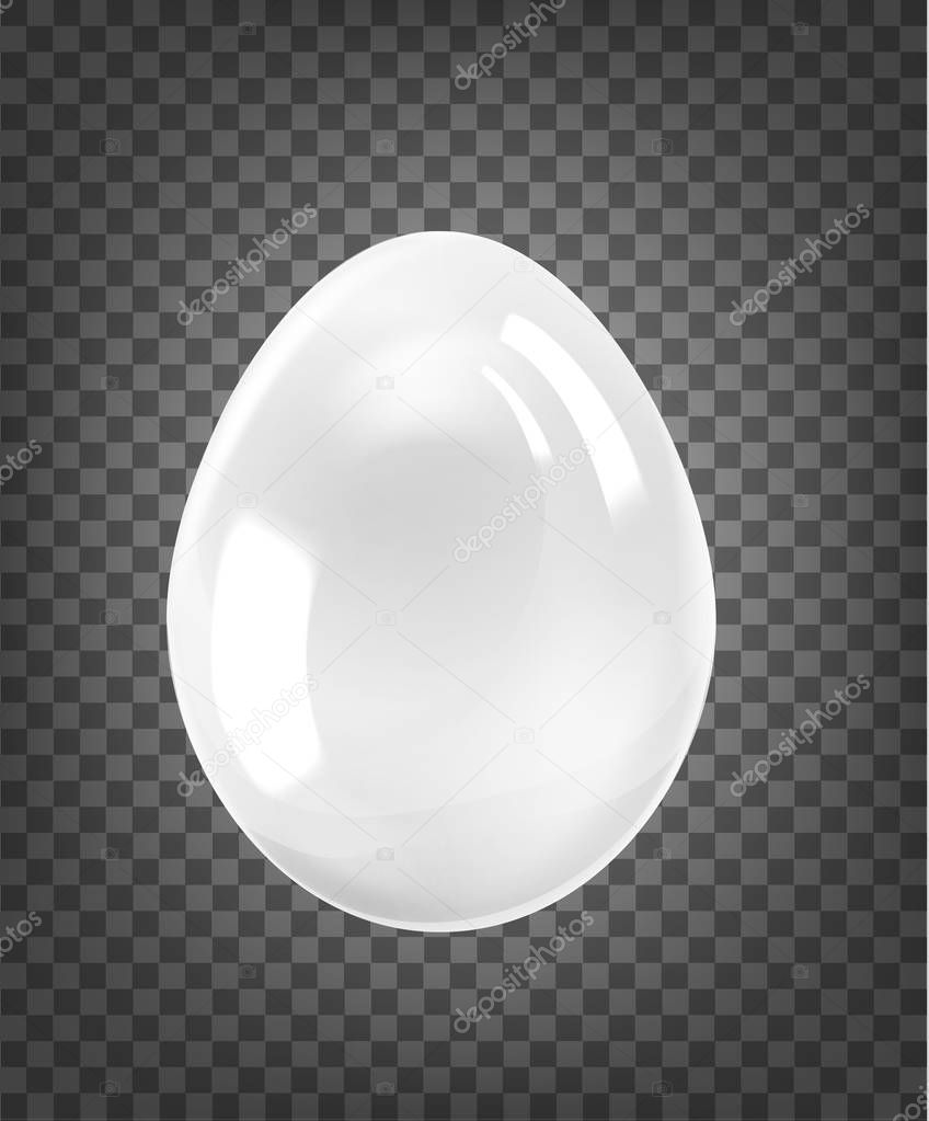 White egg with glossy shine isolated on black transparent background.