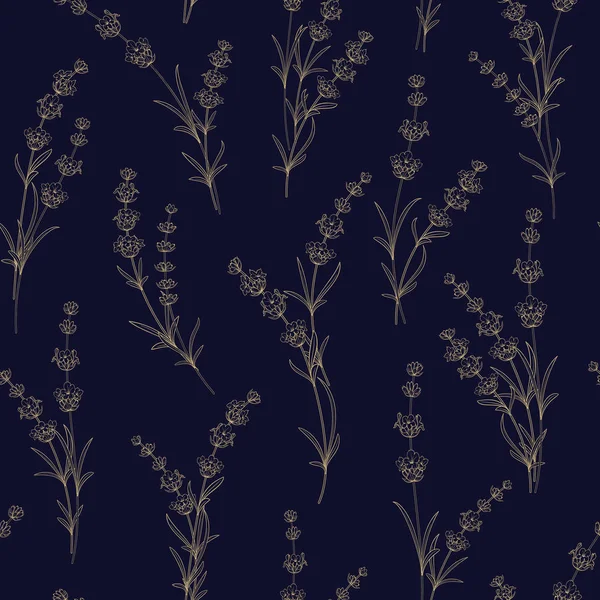Nahtloses Muster von Lavendelblüten. — Stockvektor