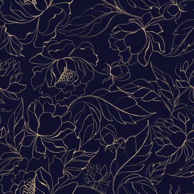 Seamless floral pattern with Peony. clipart