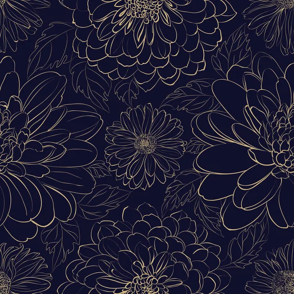 Nahtloses Muster aus Chrysanthemen — Stockvektor