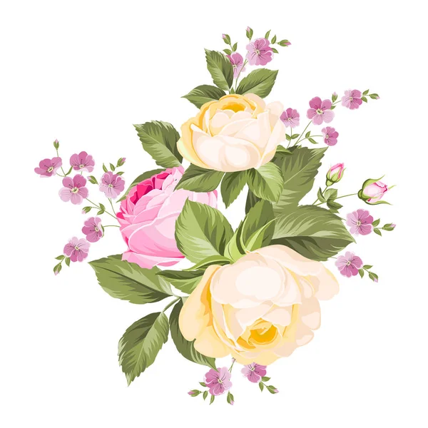 Boeket rozen iolated op witte achtergrond. vectorillustratie — Stockvector