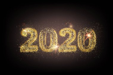Havai fişek ve kıvılcım ile Yeni yıl 2020 kompozisyon.