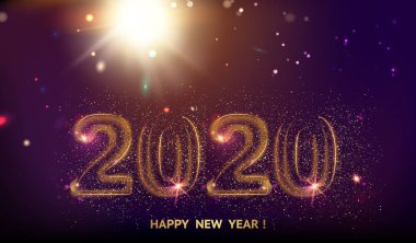 Havai fişek ve kıvılcım ile Yeni yıl 2020 kompozisyon.