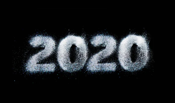 New Year 2020 text over black background — Stock Photo, Image