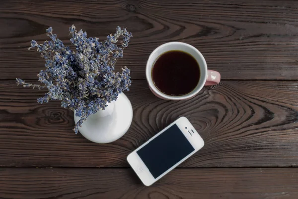 Mesa de trabalho flatlay composição . — Fotografia de Stock