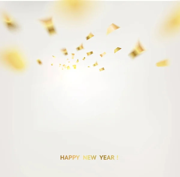 Golden confetti faller isolerad över vit bakgrund. Vektorillustration. — Stock vektor