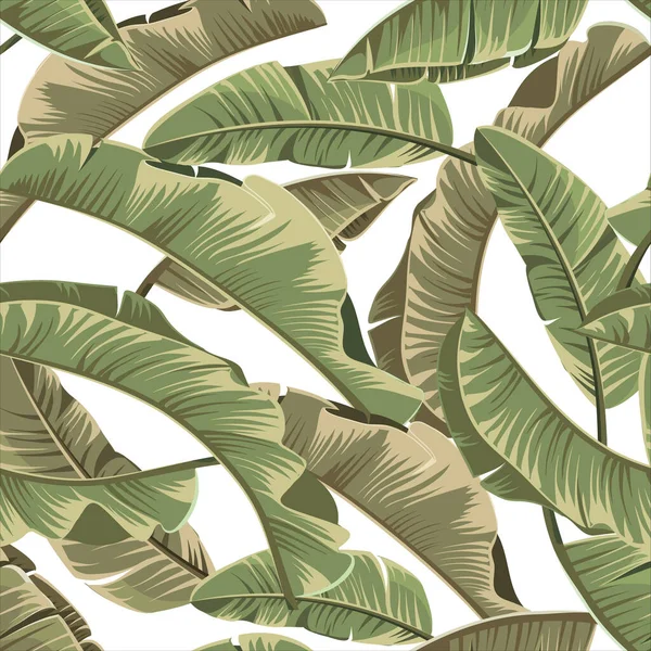 Seamless banana leaves. Vector tropical pattern background. — Stock Vector