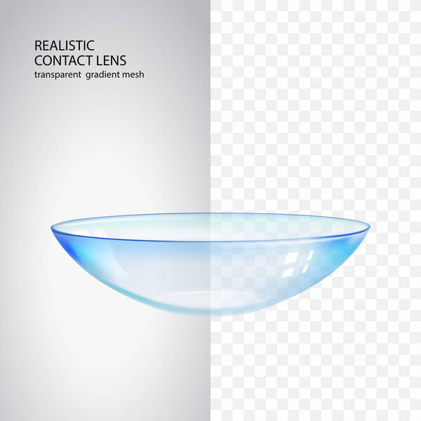 Transparent contact lens with reflections.