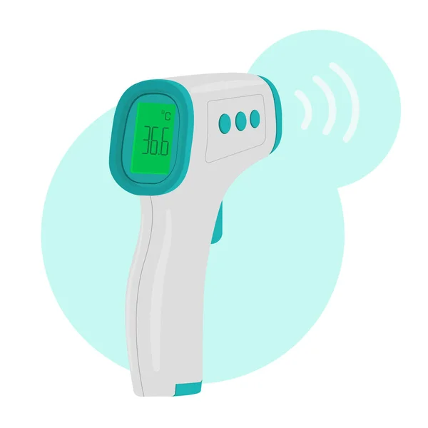 Termómetro Sin Contacto Medir Temperatura Distancia Ilustración Vectorial — Vector de stock