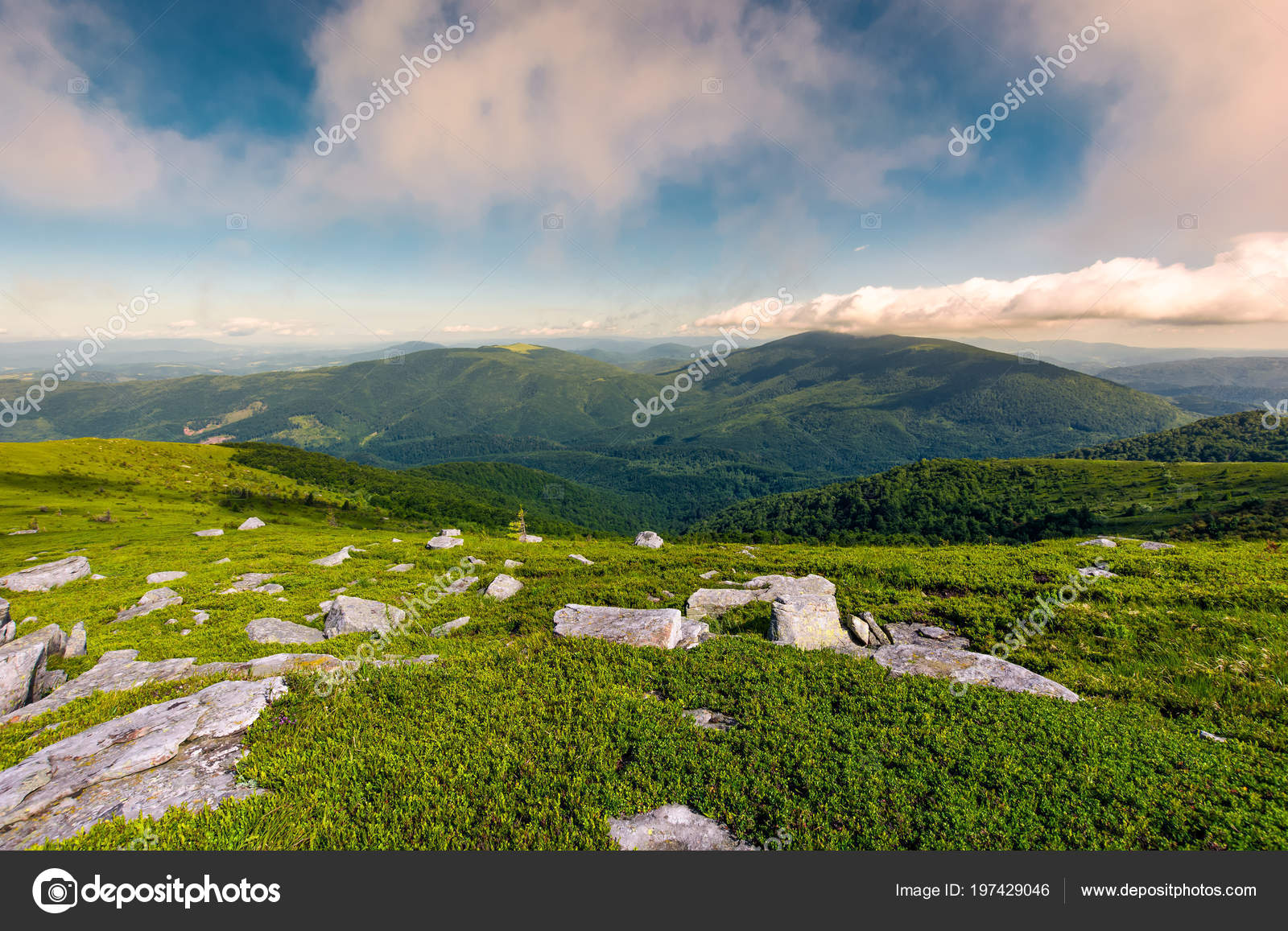 Hillside Runa Mountain Summer Beautiful Landscape Huge Boulders Grass Stock Photo Image By C Pellinni 197429046