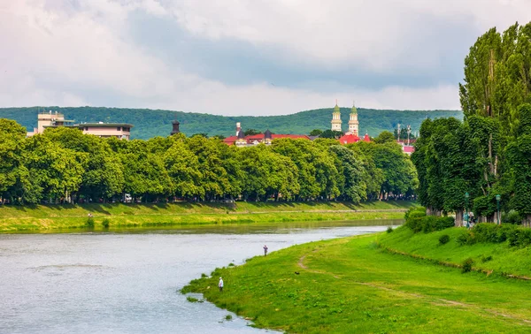 Parte Del Callejón Tilo Terraplén Del Río Uzh Hermoso Día — Foto de Stock