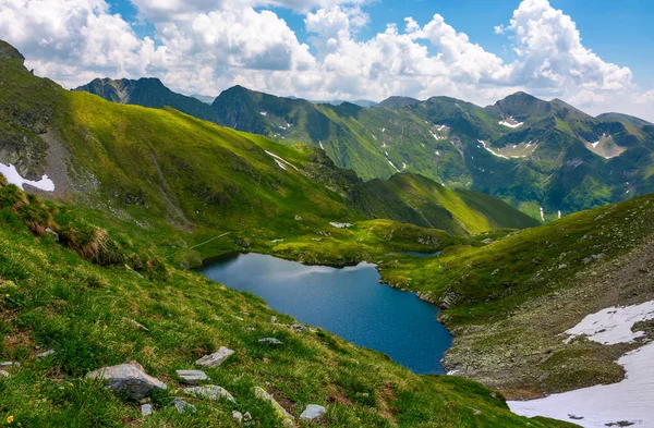 Beautiful Landscape Fagarasan Mountains Popular Travel Destination Capra Lake Hills Royalty Free Stock Images