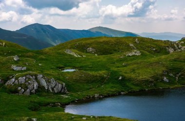 Capra buzul pitoresk etrafa. güzel dağlık yaz peyzaj yüksek irtifa üzerinde. güzel arka plan seyahat