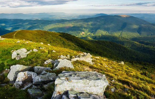 Karpatlar Güzel Manzarasına Benekli Işık Bulutlu Bir Günde Bir Tepenin — Stok fotoğraf