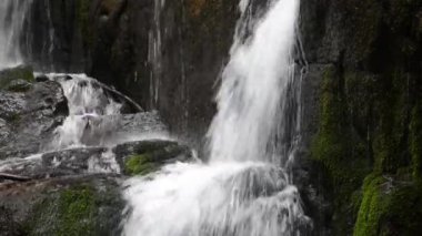 Skakalo şelale buzlu su akışı. Karpat doğanın güzel yaz sahne. etkisi polarize ile portre ayrıntı görünümü