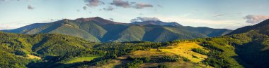 Borzhava dağ sırtı akşam güzel Panoraması. muhteşem manzara erken sonbaharda. Abranka köyden görüntülemek