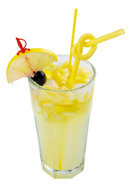 Rum Schwitzt Alkoholcocktail Mit Zitrone Und Zucker Rand Eines Hohen — Stockfoto