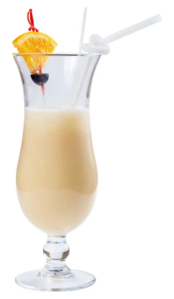 Pina Colada Alkoholcocktail Mit Orange Und Olive Einem Hohen Glas — Stockfoto
