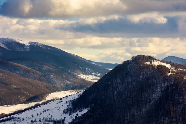 Bulutlu Bir Günde Karpat Dağları Nın Güzel Kış Manzarası — Stok fotoğraf