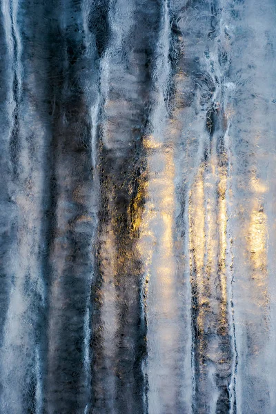 Beautiful Ice Texture Lit Ice Sun Cold Warm Winter Spring — Stock Photo, Image