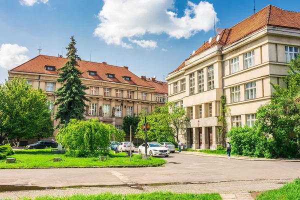 Uzhgorod Ukraine Mai 2017 Alte Tschechische Architektur Auf Einem Puschkinplatz — Stockfoto