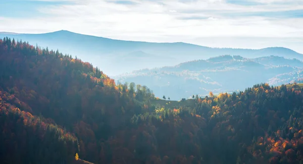 Mooi Herfst Landschap Bergen Blauwe Wazige Middag Platteland Glooiende Heuvels — Stockfoto