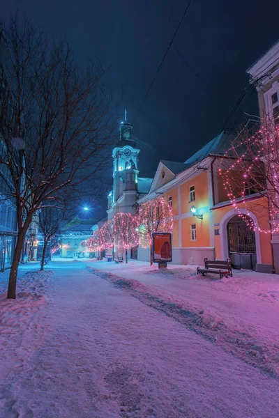 Winternacht in der Stadt — Stockfoto