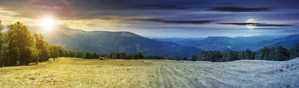 Panoramic mountain landscape time change — Stock Photo, Image