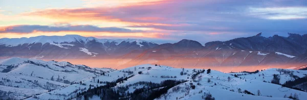 Panorama della campagna all'alba in inverno — Foto Stock