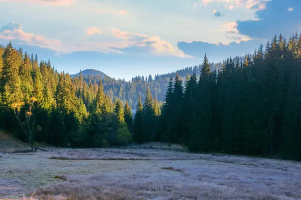 Sonbaharda gün doğumunda güzel dağ manzarası — Stok fotoğraf